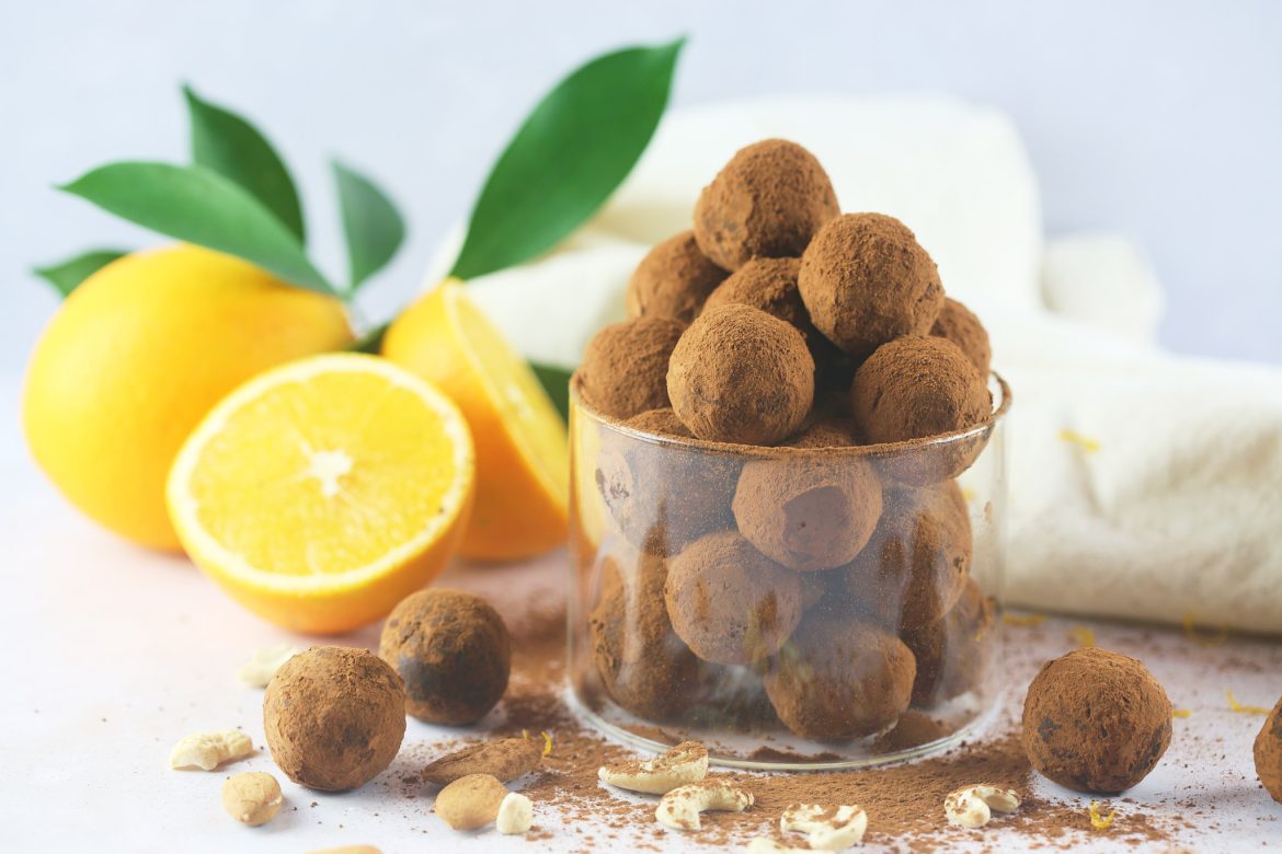 Hrákúlur með kakó og appelsínubragði