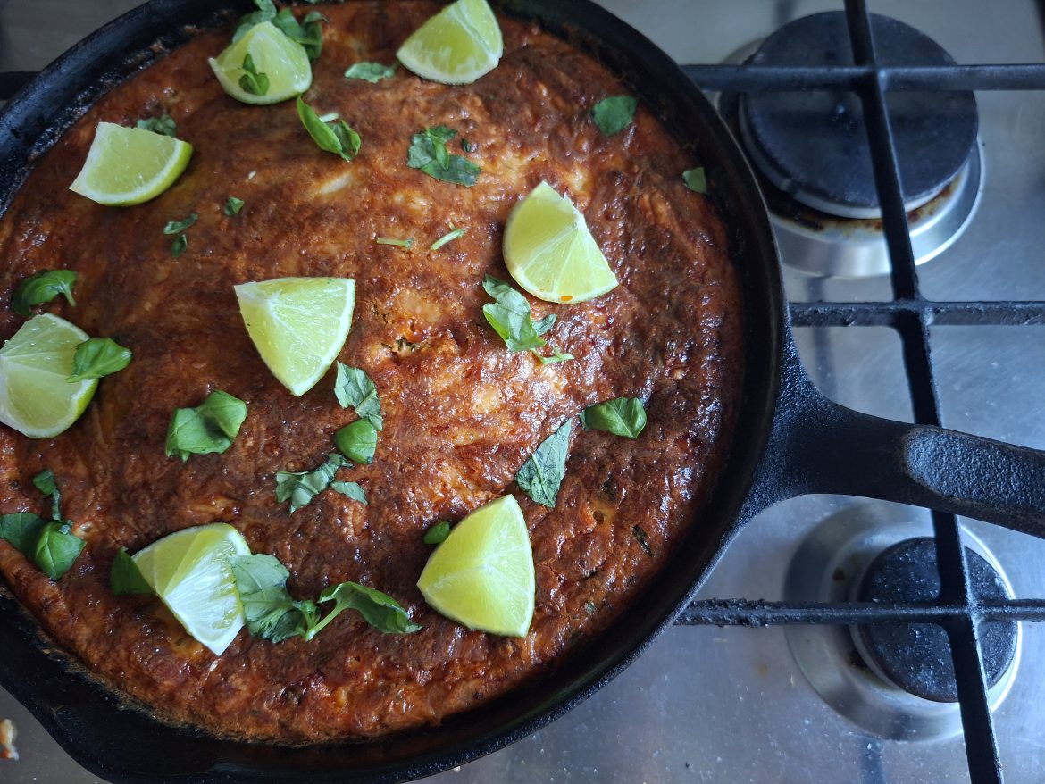 Eggjakaka með manchego og harissa