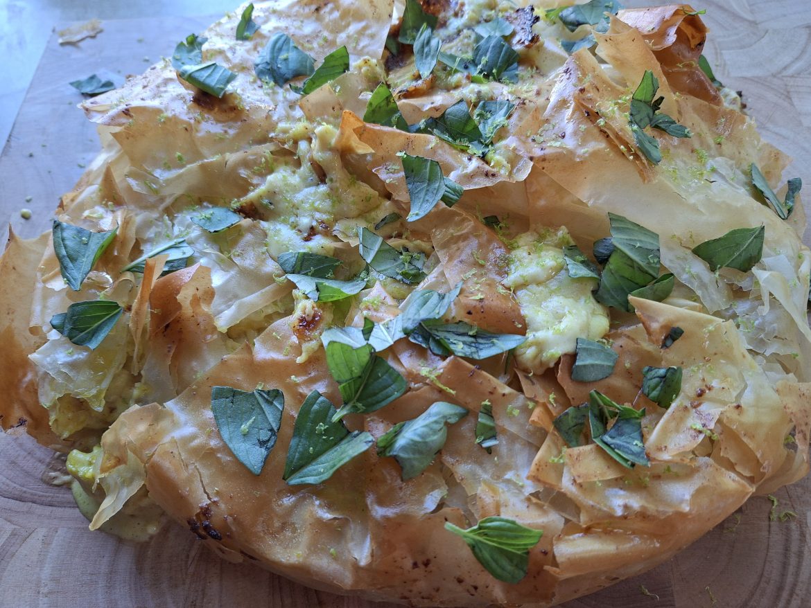 Innbakað blómkál með sinnepi og cheddar